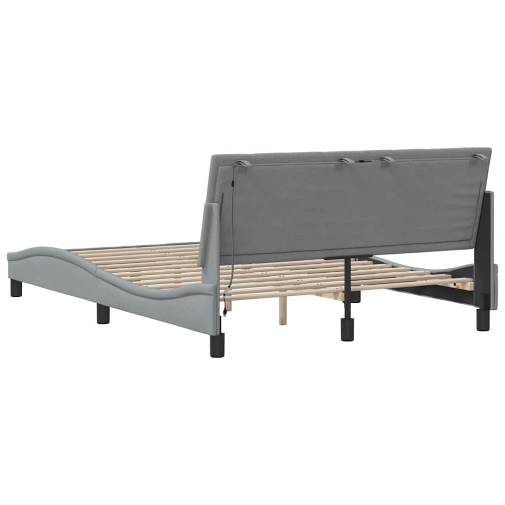 Bettgestell ohne Matratze "Hanko" Hellgrau 140x190 cm Stoff