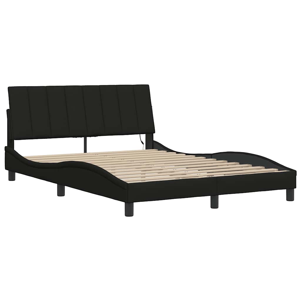 Bettgestell ohne Matratze "Hanko" Schwarz 140x190 cm Stoff