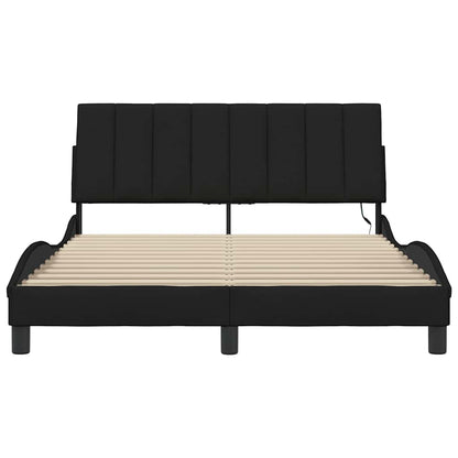 Bettgestell ohne Matratze "Hanko" Schwarz 140x190 cm Stoff