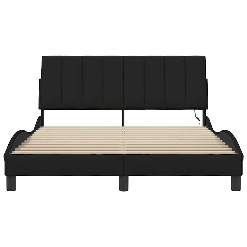 Bettgestell ohne Matratze "Hanko" Schwarz 140x190 cm Stoff