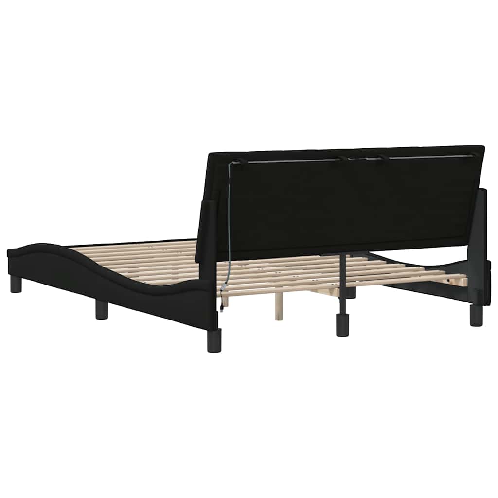 Bettgestell ohne Matratze "Hanko" Schwarz 140x190 cm Stoff
