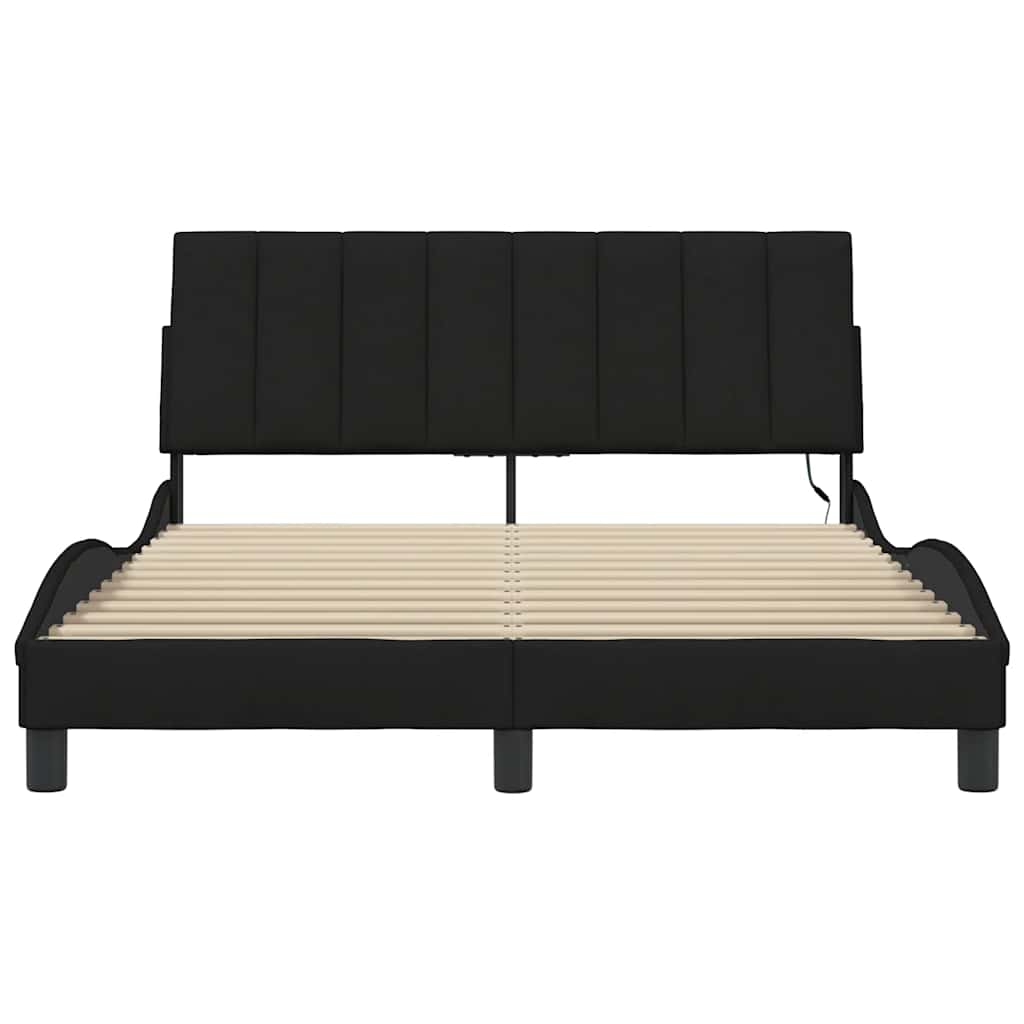 Bettgestell ohne Matratze "Hanko" Schwarz 140x200 cm Stoff