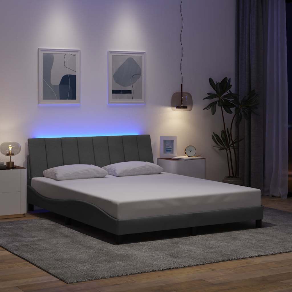 Bettgestell ohne Matratze "Hanko" Hellgrau 160x200 cm Stoff