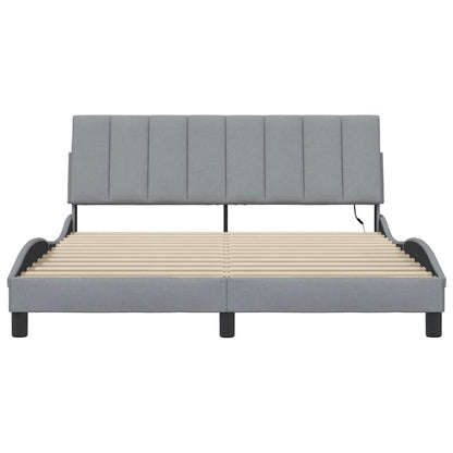 Bettgestell ohne Matratze "Hanko" Hellgrau 160x200 cm Stoff