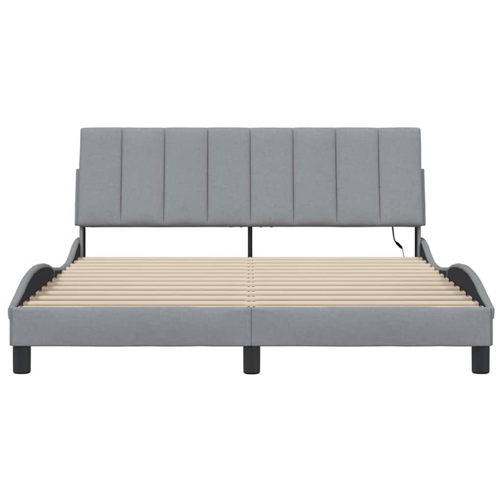 Bettgestell ohne Matratze "Hanko" Hellgrau 160x200 cm Stoff