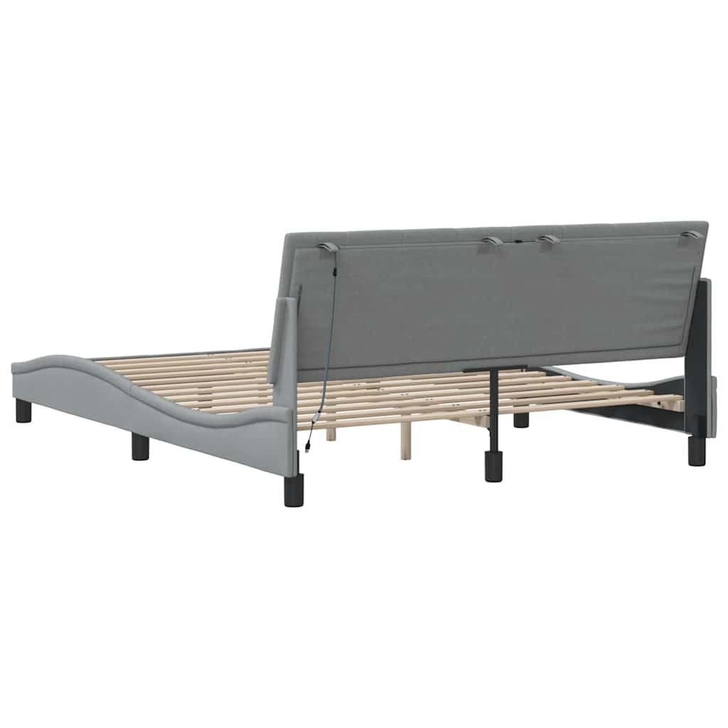 Bettgestell ohne Matratze "Hanko" Hellgrau 160x200 cm Stoff