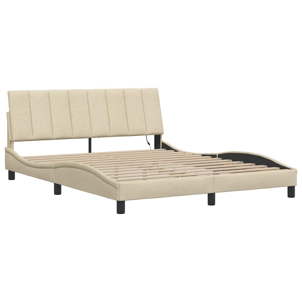 Bettgestell ohne Matratze "Hanko" Creme 160x200 cm Stoff