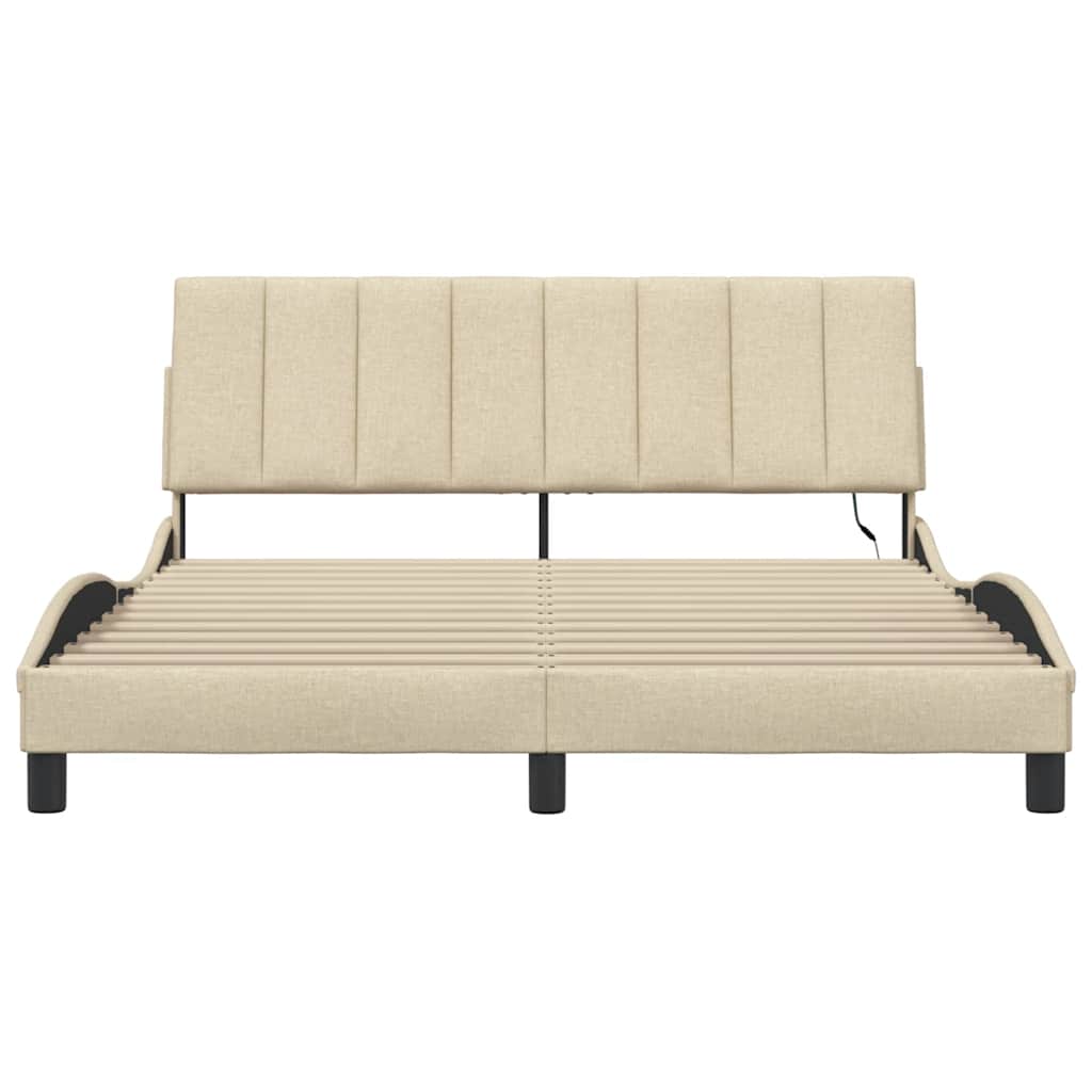 Bettgestell ohne Matratze "Hanko" Creme 160x200 cm Stoff