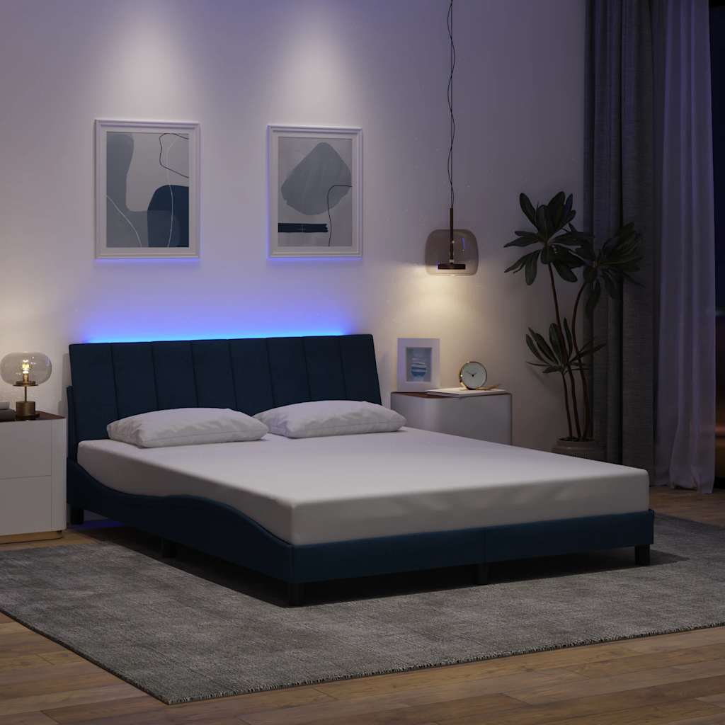 Bettgestell ohne Matratze "Hanko" Blau 160x200 cm Stoff