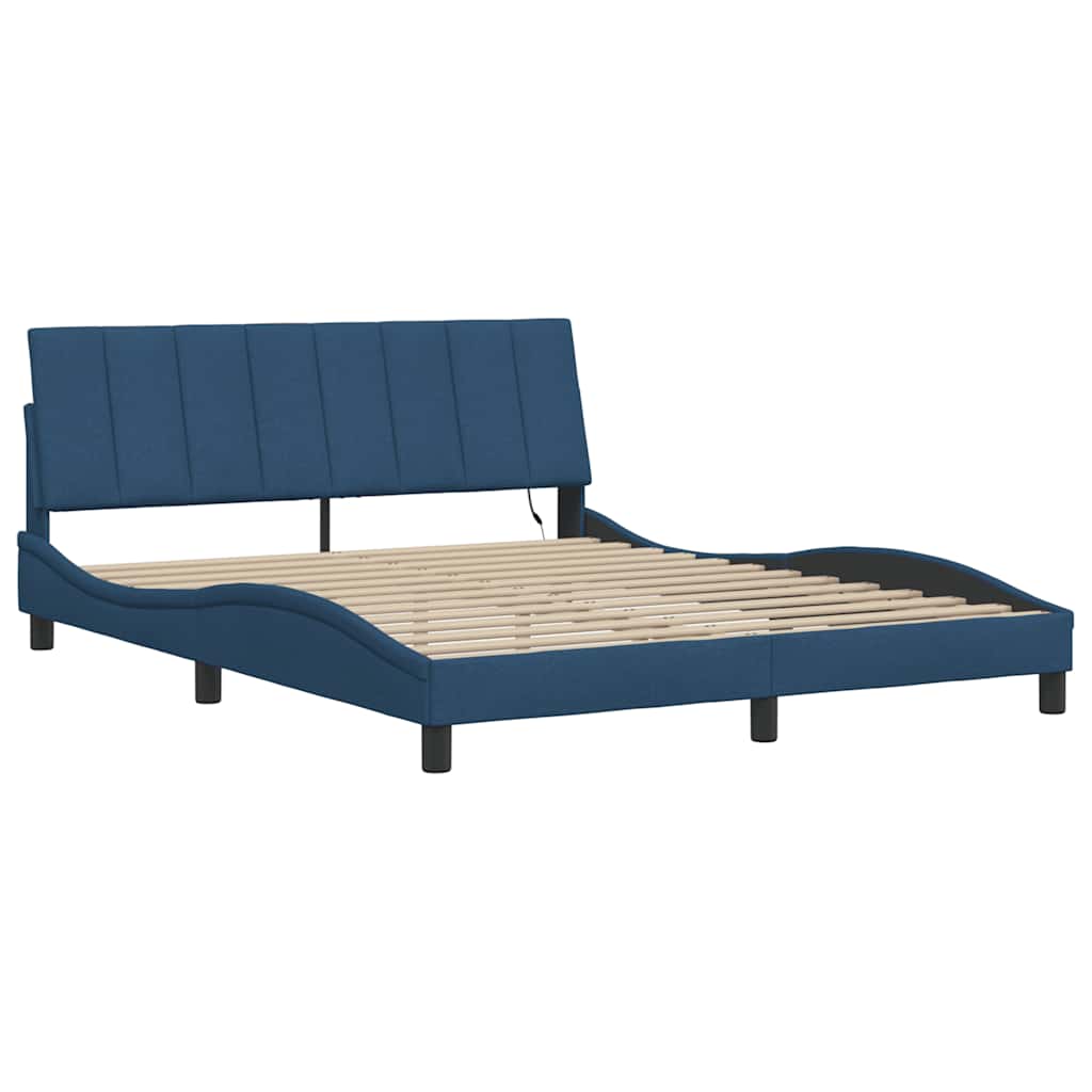 Bettgestell ohne Matratze "Hanko" Blau 160x200 cm Stoff