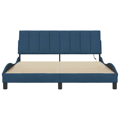 Bettgestell ohne Matratze "Hanko" Blau 160x200 cm Stoff
