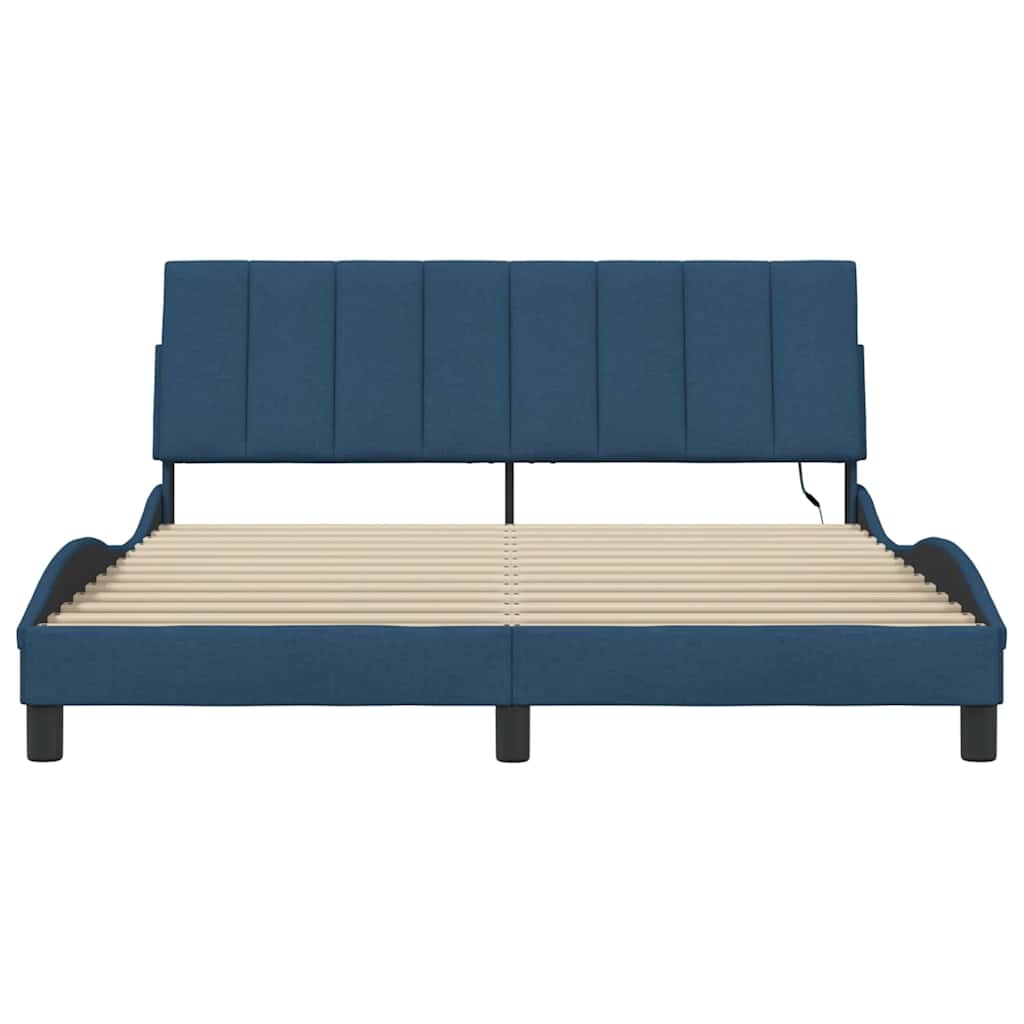 Bettgestell ohne Matratze "Hanko" Blau 160x200 cm Stoff