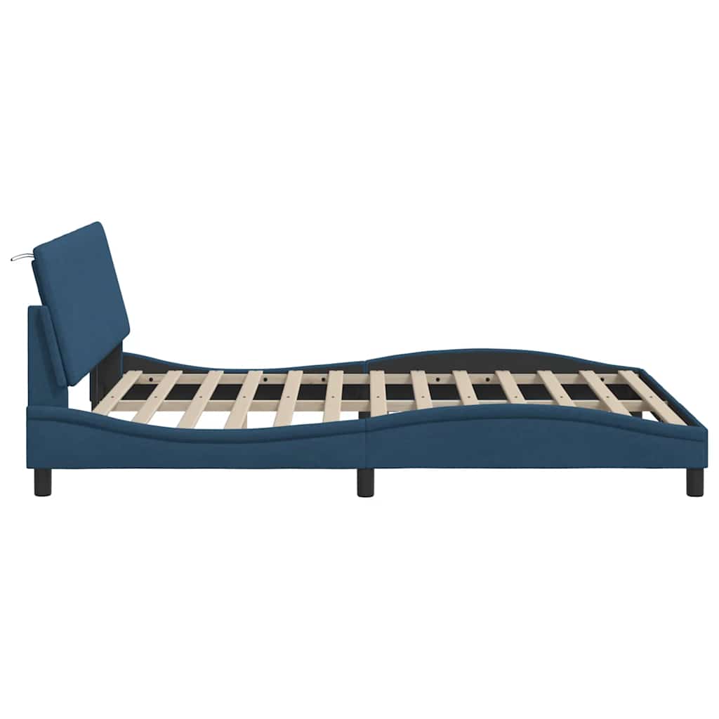 Bettgestell ohne Matratze "Hanko" Blau 160x200 cm Stoff