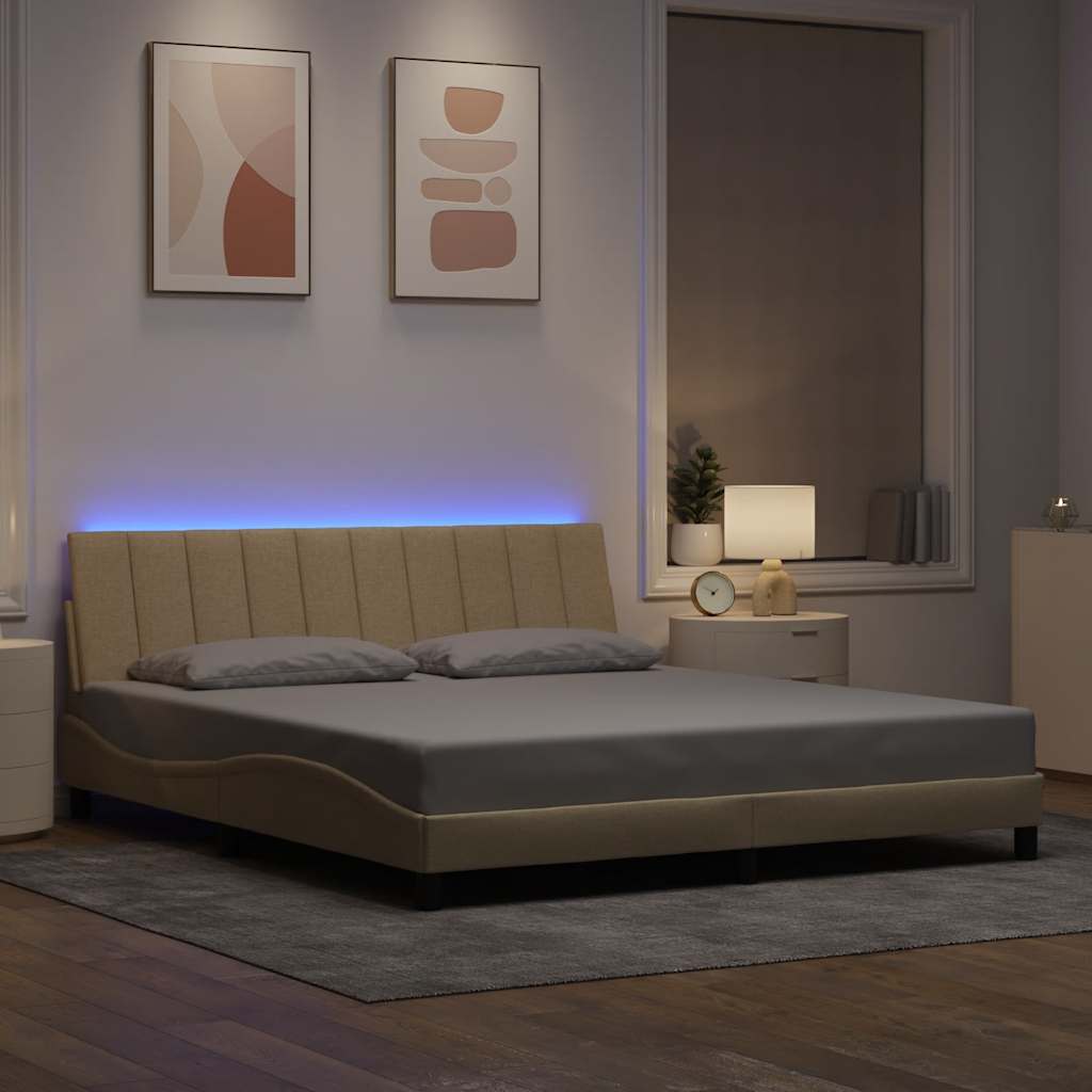Bettgestell ohne Matratze "Hanko" Creme 180x200 cm Stoff