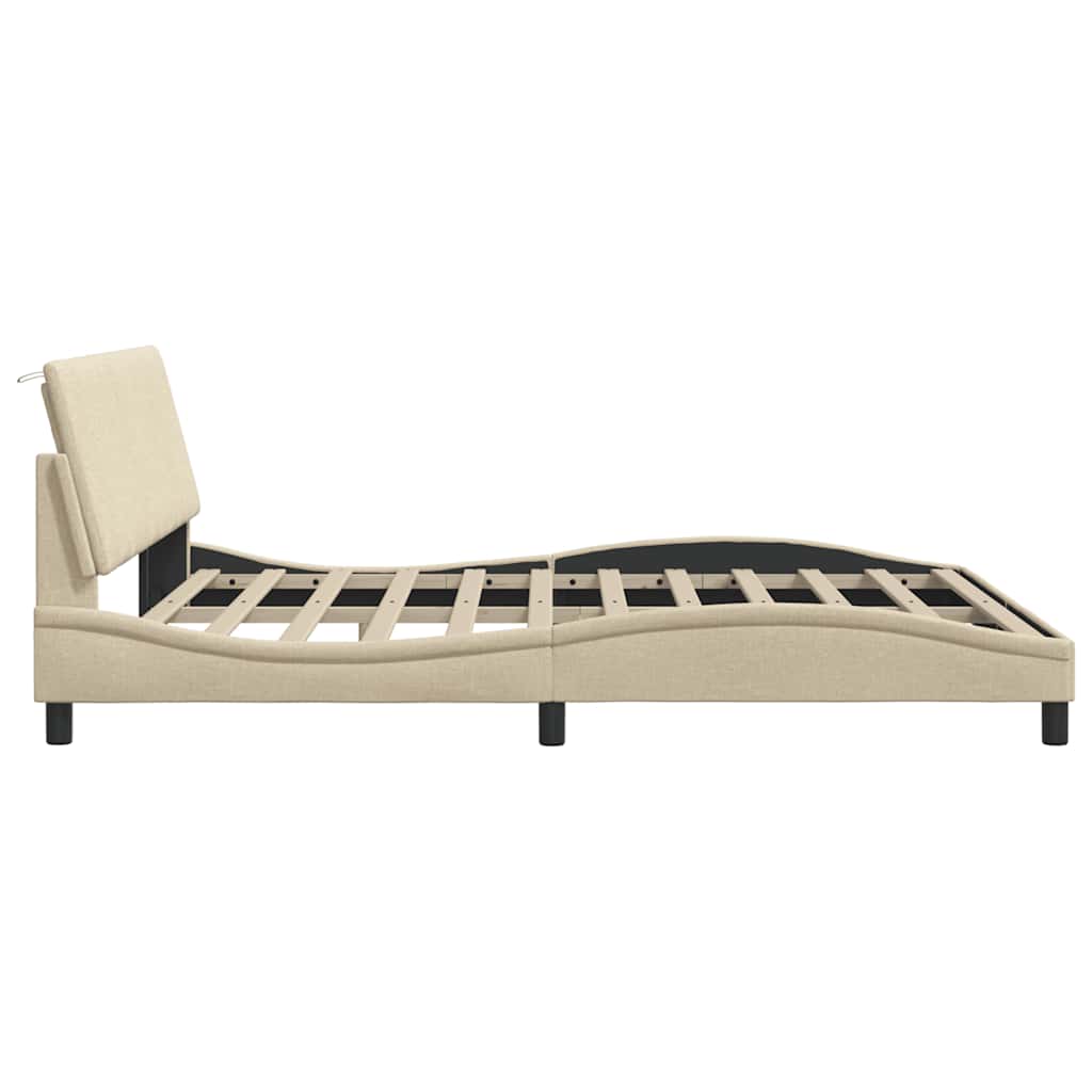 Bettgestell ohne Matratze "Hanko" Creme 180x200 cm Stoff