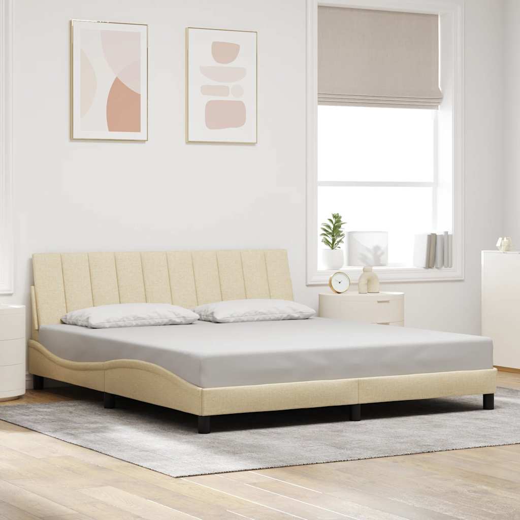 Bettgestell ohne Matratze "Hanko" Creme 180x200 cm Stoff