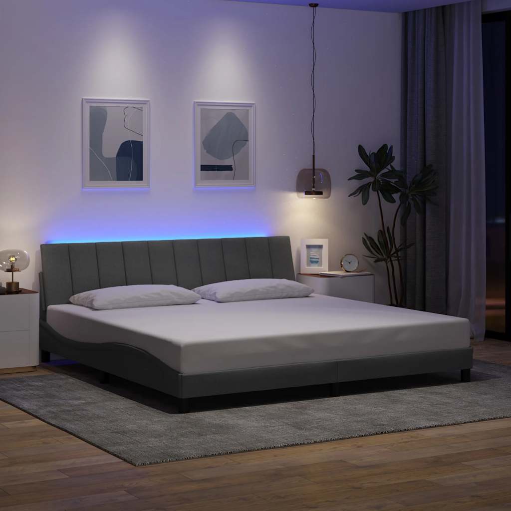 Bettgestell ohne Matratze "Hanko" Hellgrau 200x200 cm Stoff