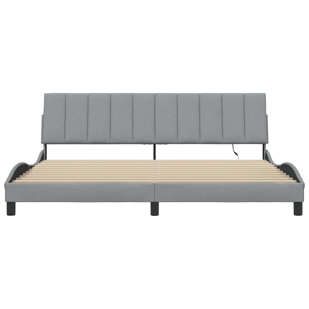 Bettgestell ohne Matratze "Hanko" Hellgrau 200x200 cm Stoff