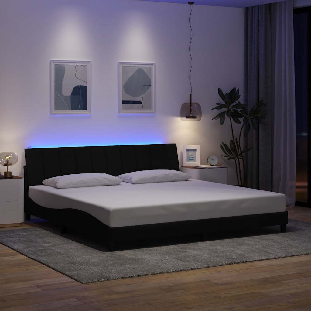 Bettgestell ohne Matratze "Hanko" Schwarz 200x200 cm Stoff