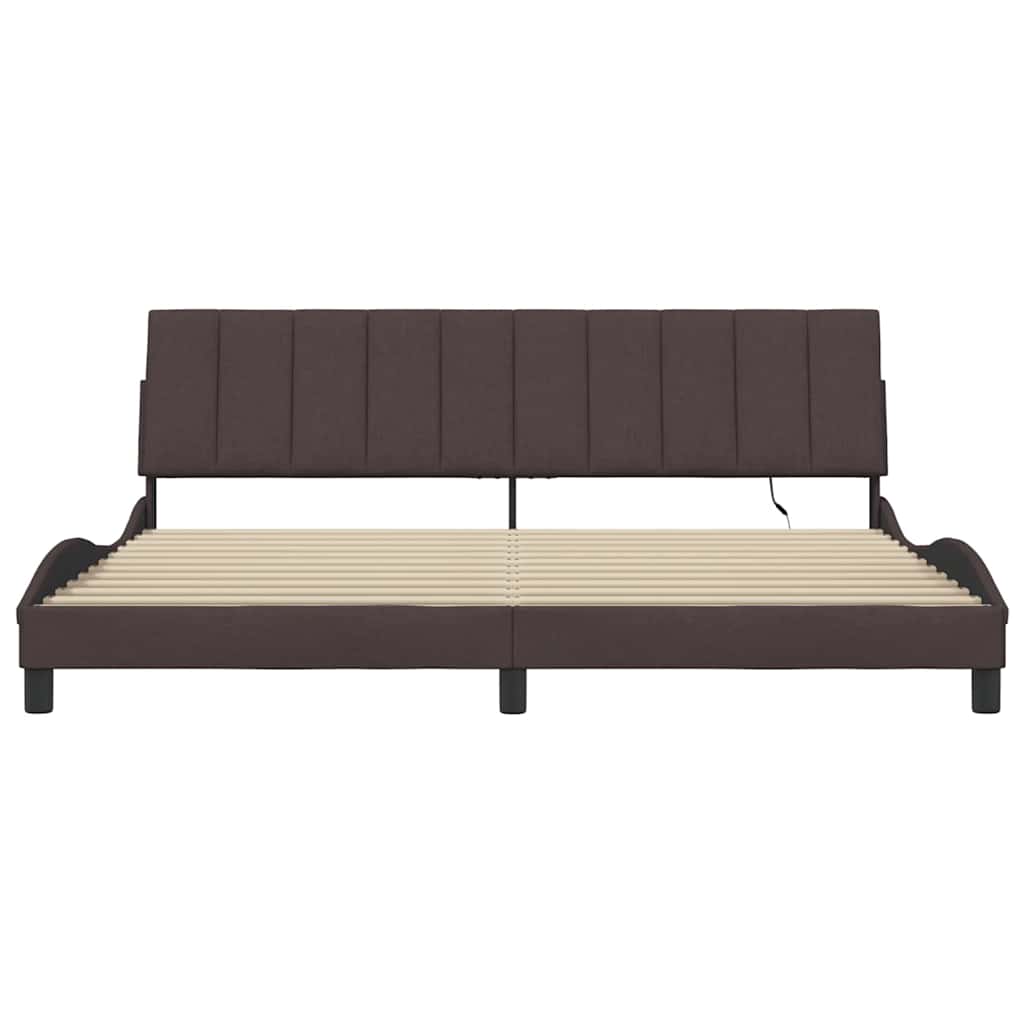 Bettgestell ohne Matratze "Hanko" Dunkelbraun 200x200 cm Stoff