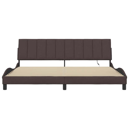 Bettgestell ohne Matratze "Hanko" Dunkelbraun 200x200 cm Stoff