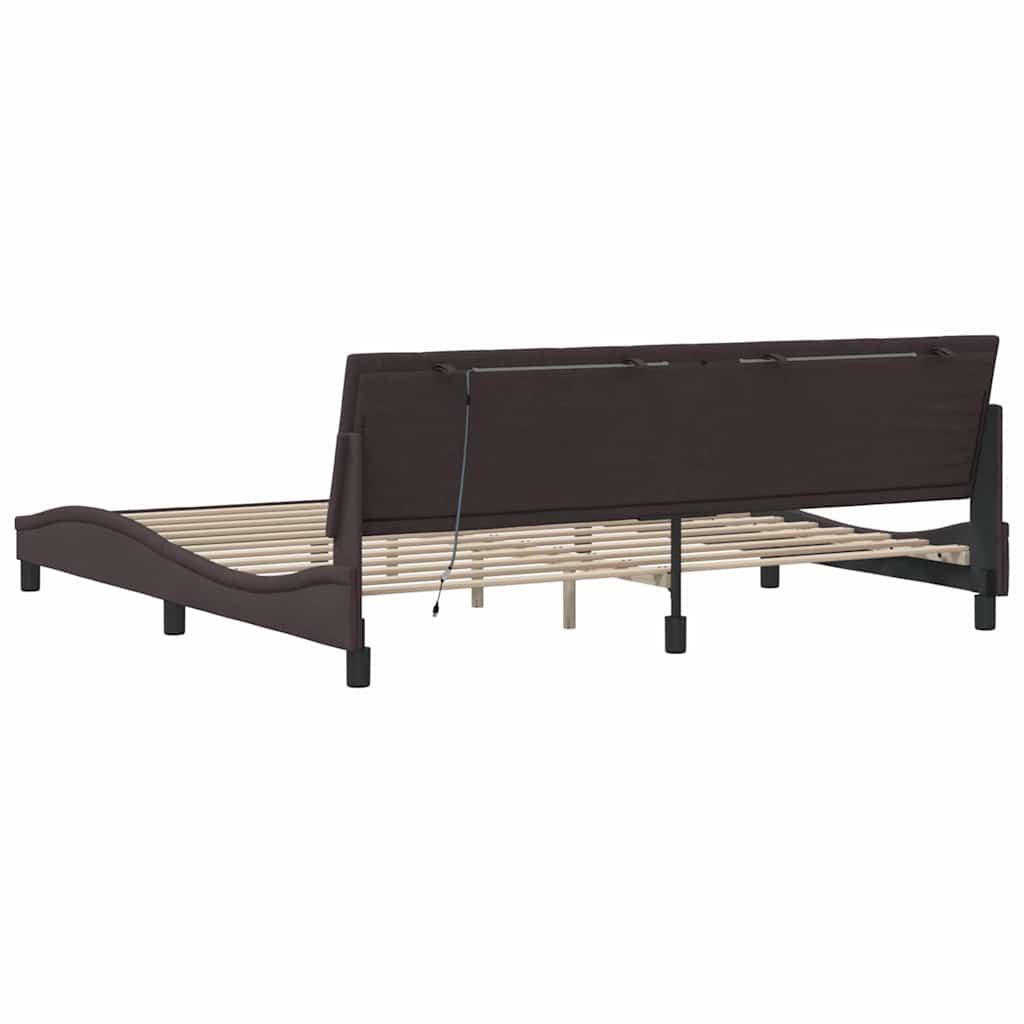 Bettgestell ohne Matratze "Hanko" Dunkelbraun 200x200 cm Stoff