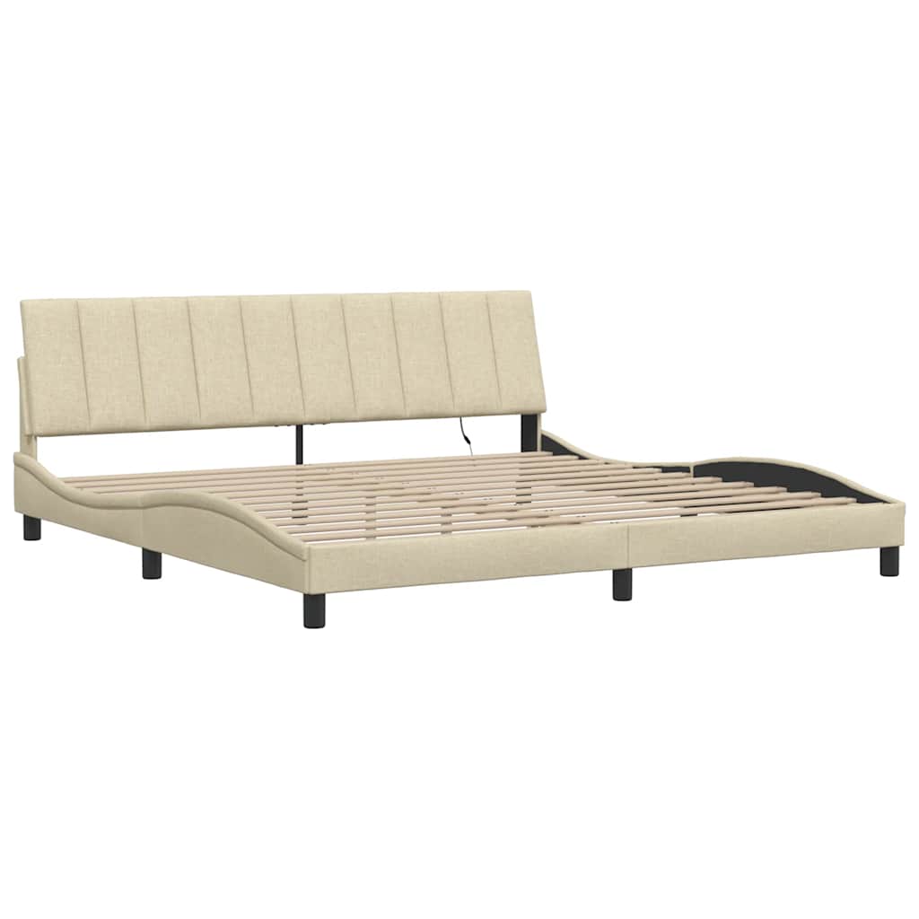 Bettgestell ohne Matratze "Hanko" Creme 200x200 cm Stoff