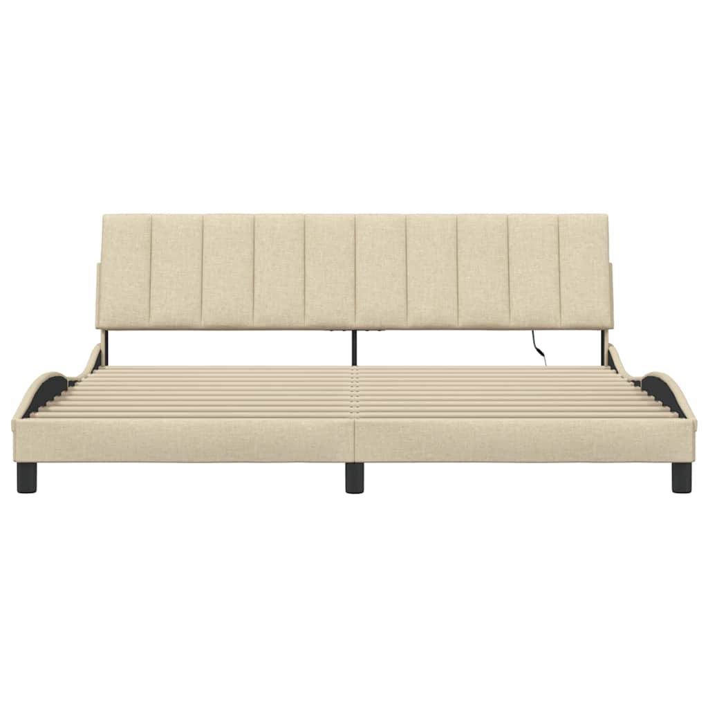 Bettgestell ohne Matratze "Hanko" Creme 200x200 cm Stoff
