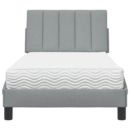 Bett mit Matratze "Hanko" Hellgrau 80x200 cm Stoff