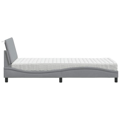 Bett mit Matratze "Hanko" Hellgrau 80x200 cm Stoff