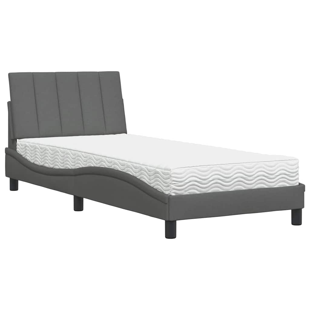Bett mit Matratze "Hanko" Dunkelgrau 80x200 cm Stoff