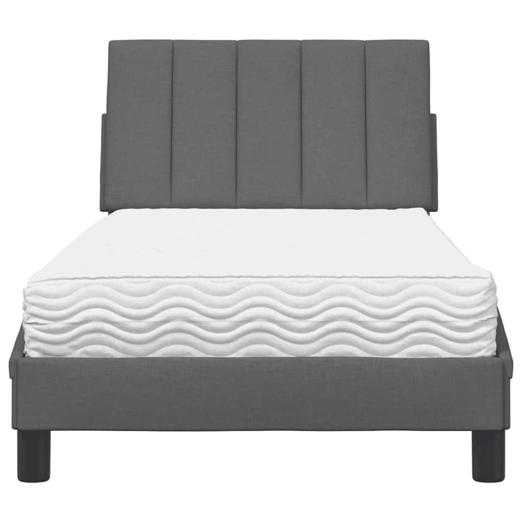 Bett mit Matratze "Hanko" Dunkelgrau 80x200 cm Stoff