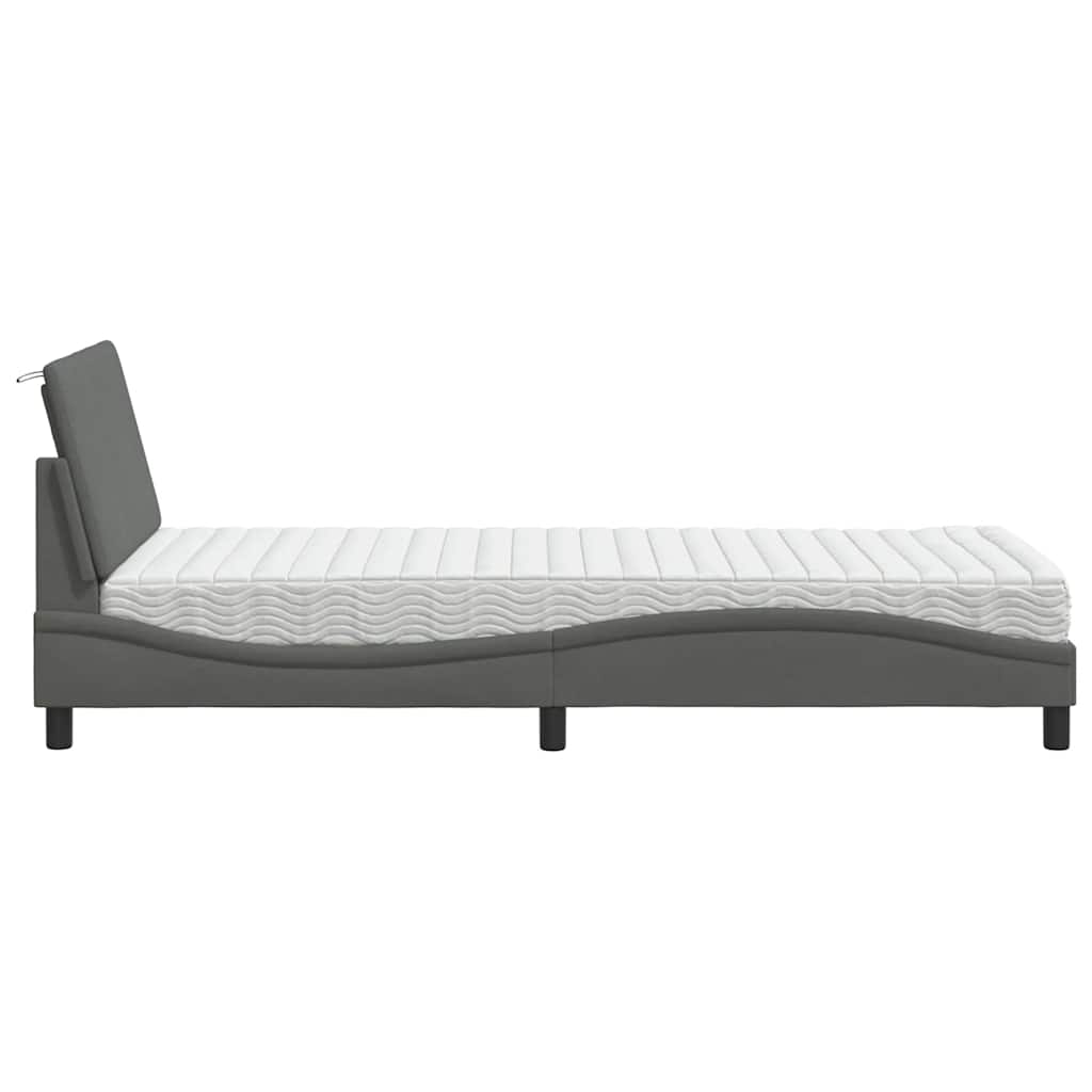 Bett mit Matratze "Hanko" Dunkelgrau 80x200 cm Stoff