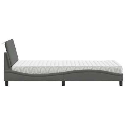 Bett mit Matratze "Hanko" Dunkelgrau 80x200 cm Stoff