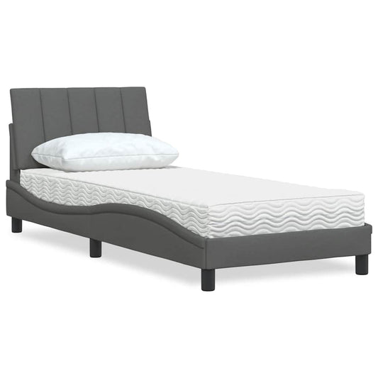 Bett mit Matratze "Hanko" Dunkelgrau 80x200 cm Stoff
