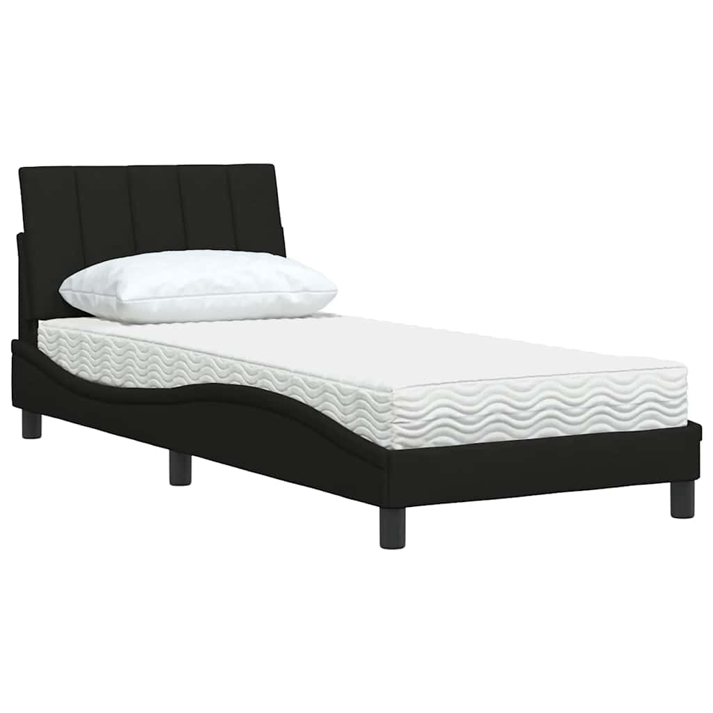 Bett mit Matratze "Hanko" Schwarz 80x200 cm Stoff