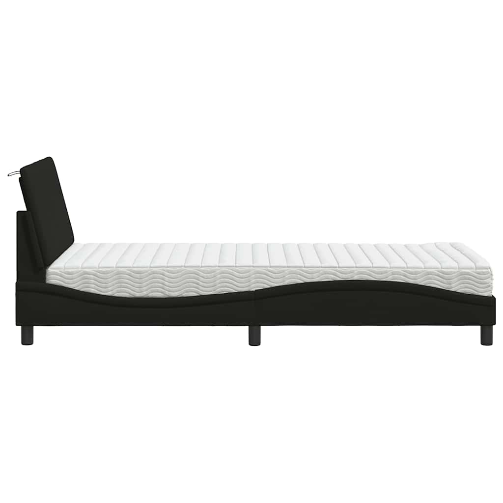 Bett mit Matratze "Hanko" Schwarz 80x200 cm Stoff