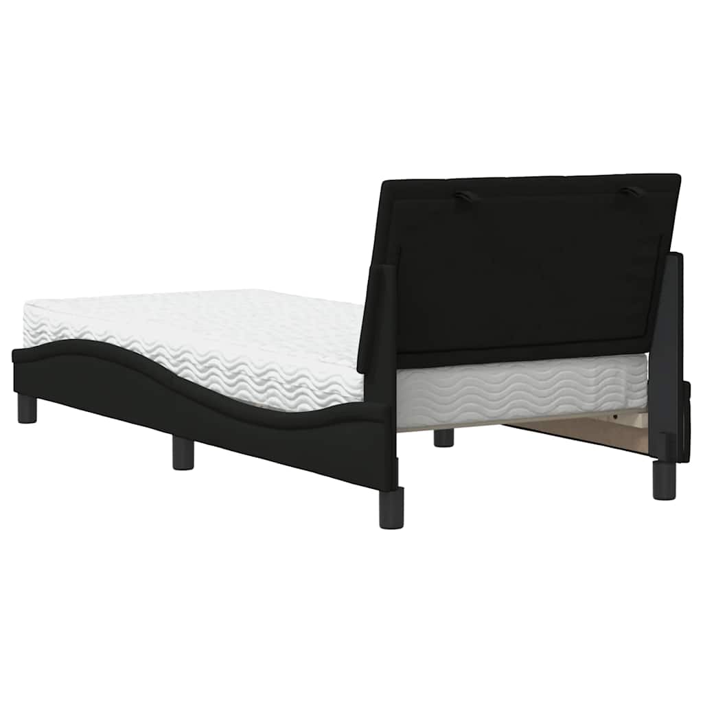 Bett mit Matratze "Hanko" Schwarz 80x200 cm Stoff