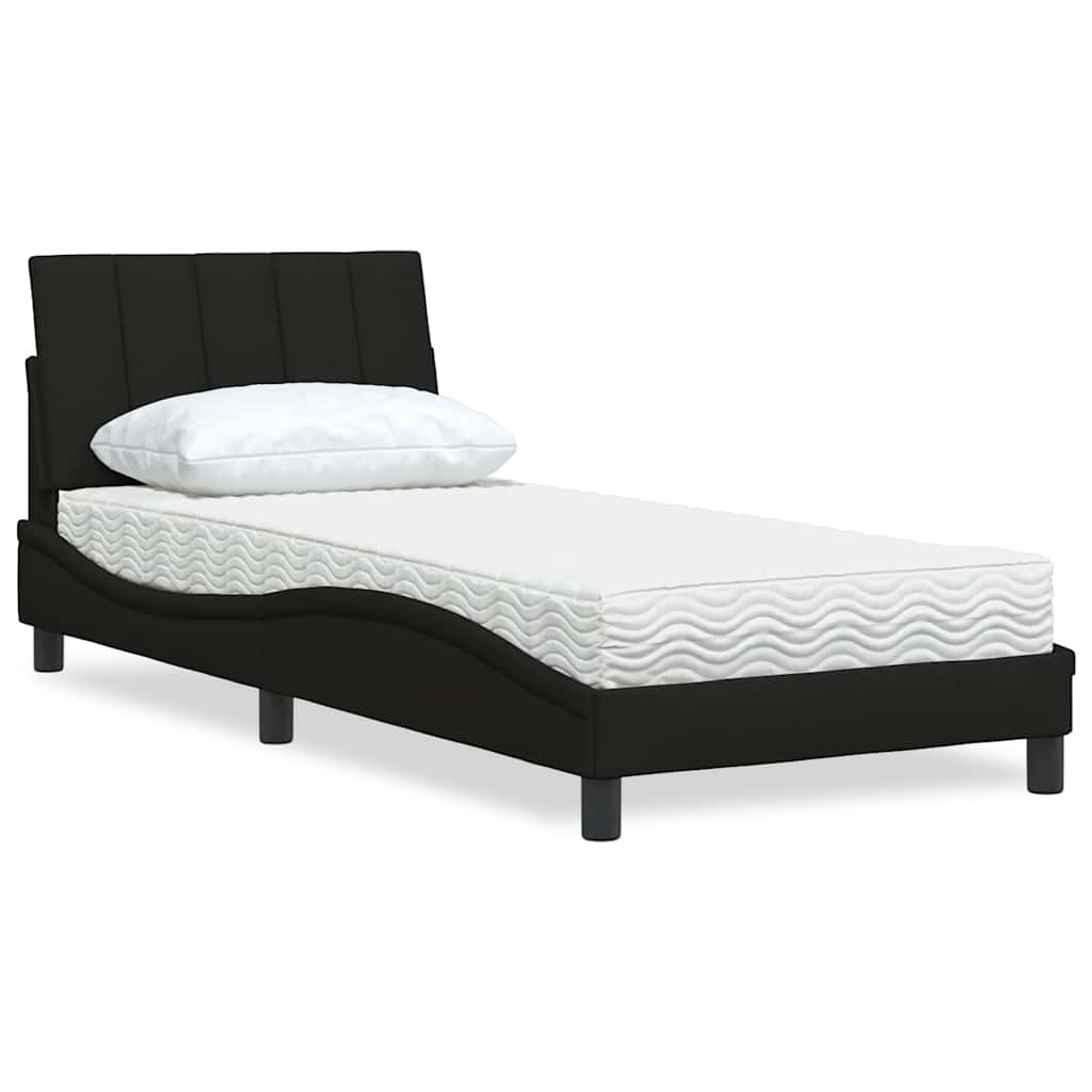 Bett mit Matratze "Hanko" Schwarz 80x200 cm Stoff