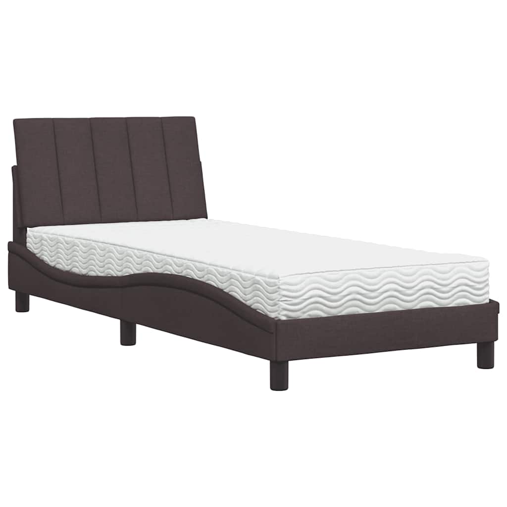 Bett mit Matratze "Hanko" Dunkelbraun 80x200 cm Stoff