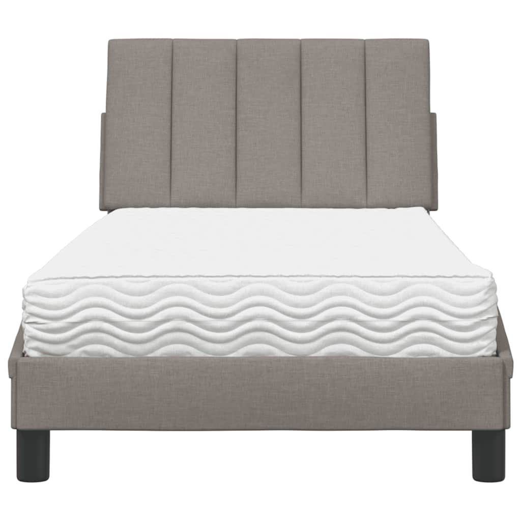 Bett mit Matratze "Hanko" Taupe 80x200 cm Stoff