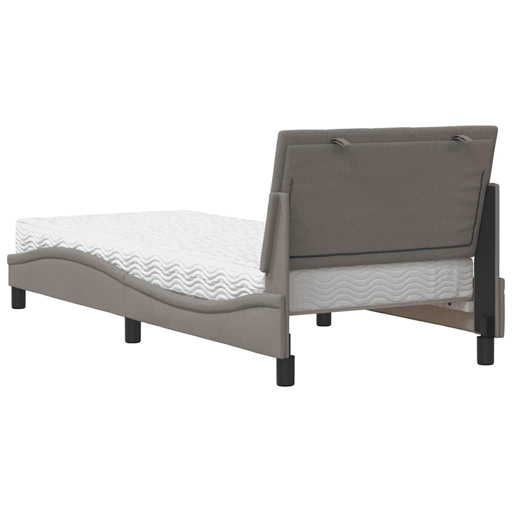 Bett mit Matratze "Hanko" Taupe 80x200 cm Stoff