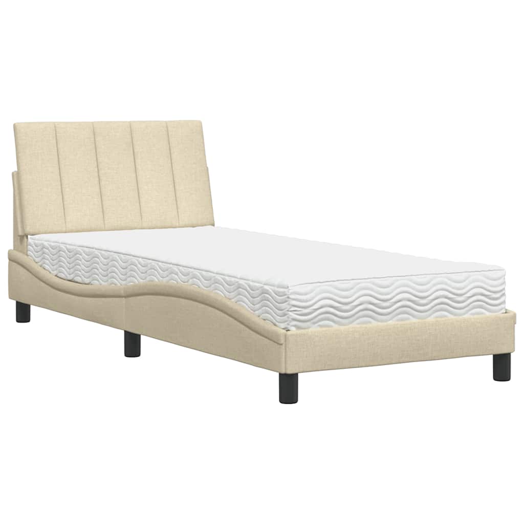 Bett mit Matratze "Hanko" Creme 80x200 cm Stoff
