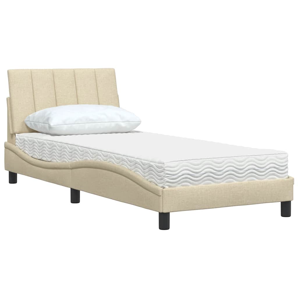Bett mit Matratze "Hanko" Creme 80x200 cm Stoff