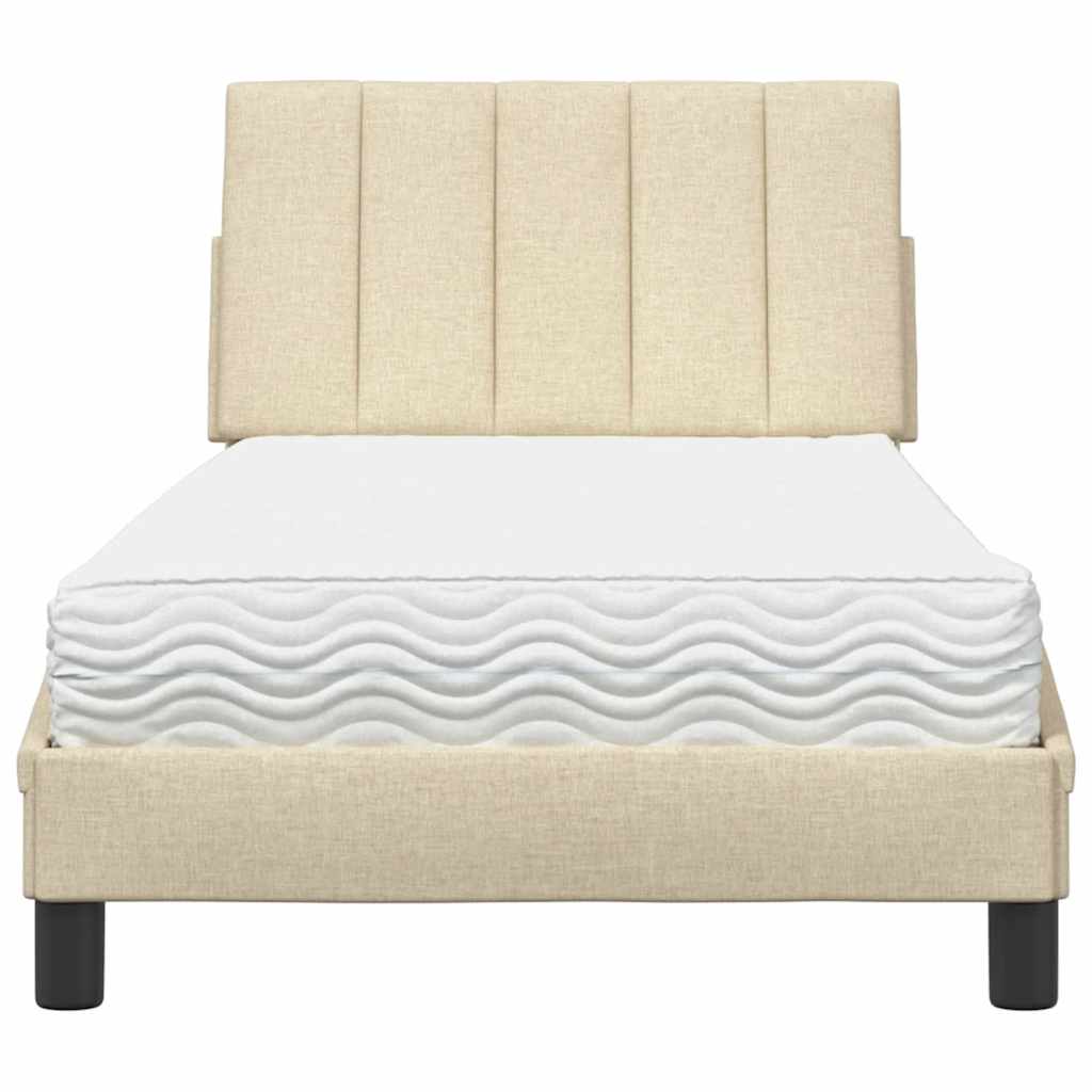 Bett mit Matratze "Hanko" Creme 80x200 cm Stoff