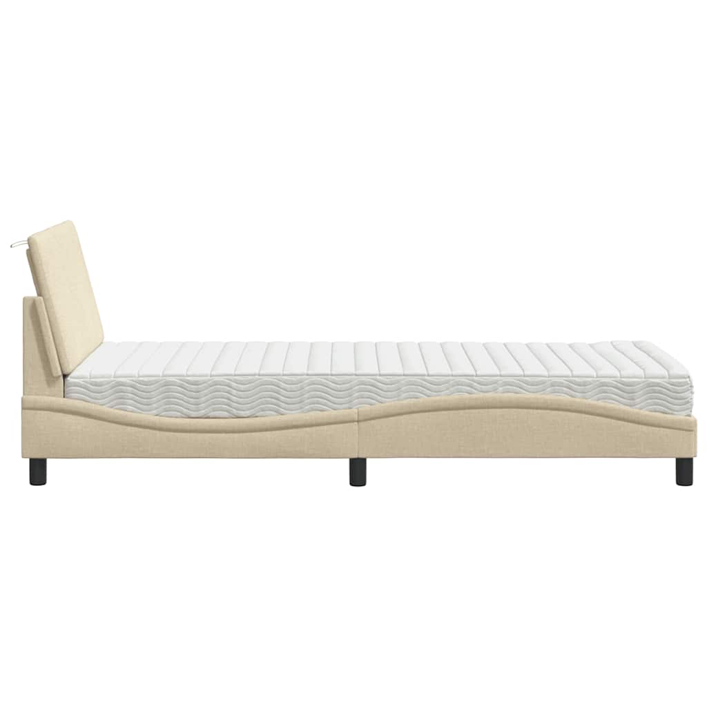Bett mit Matratze "Hanko" Creme 80x200 cm Stoff