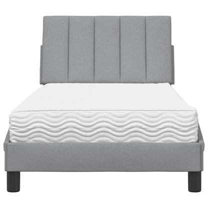 Bett mit Matratze "Hanko" Hellgrau 90x190 cm Stoff