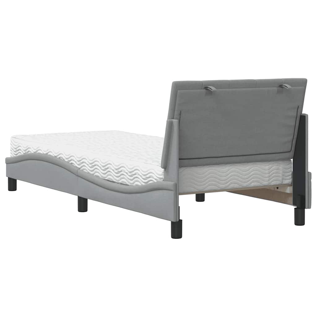Bett mit Matratze "Hanko" Hellgrau 90x190 cm Stoff