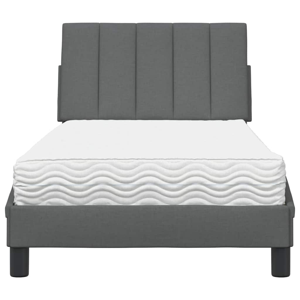 Bett mit Matratze "Hanko" Dunkelgrau 90x190 cm Stoff