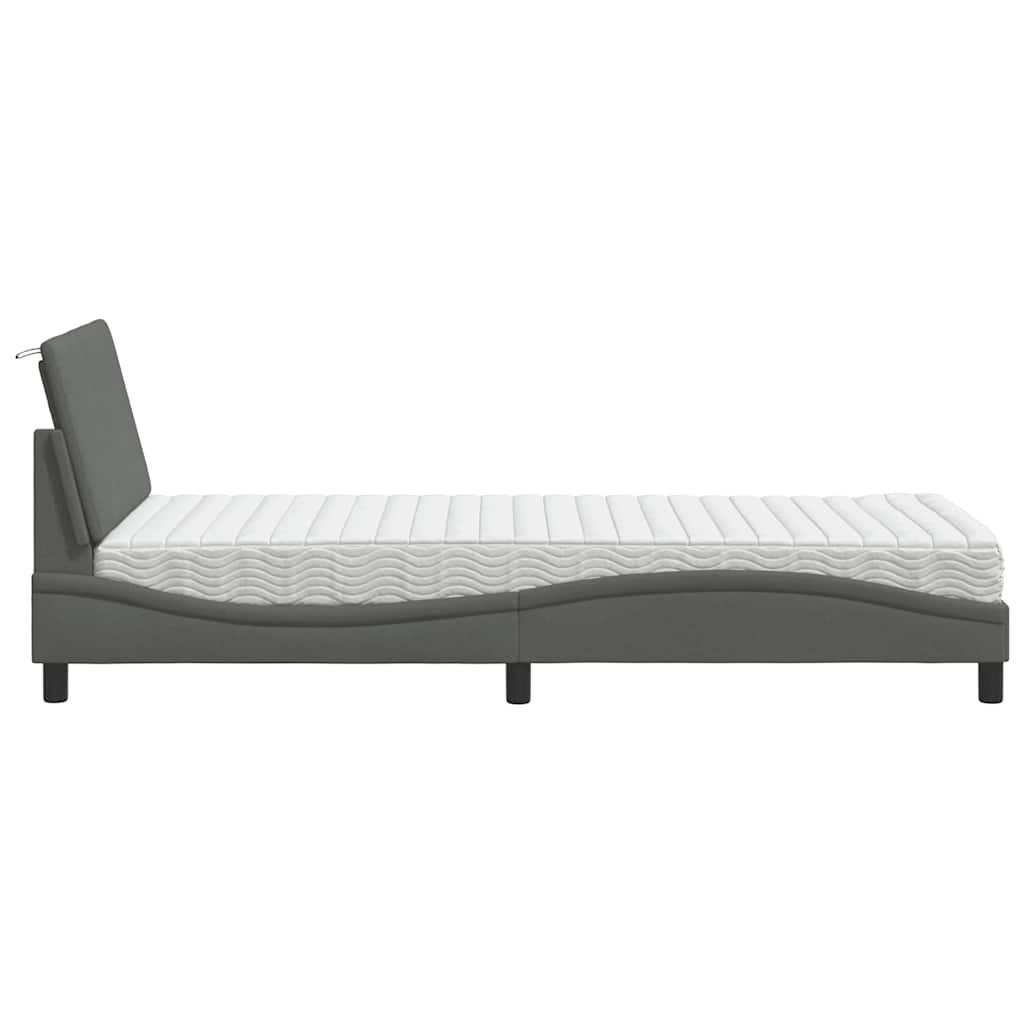 Bett mit Matratze "Hanko" Dunkelgrau 90x190 cm Stoff